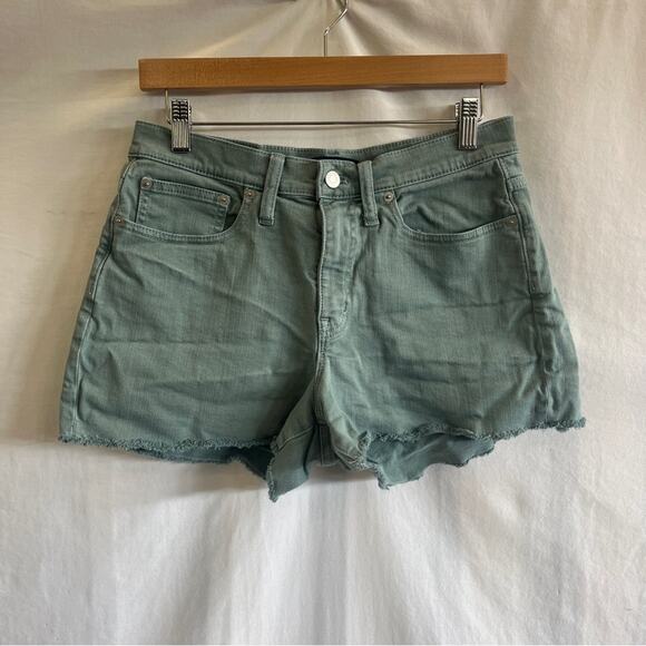J Crew Mercantile Seafoam Green Cutoff Denim Short Size 28 Boho Coastal Vacation - Picture 1 of 9